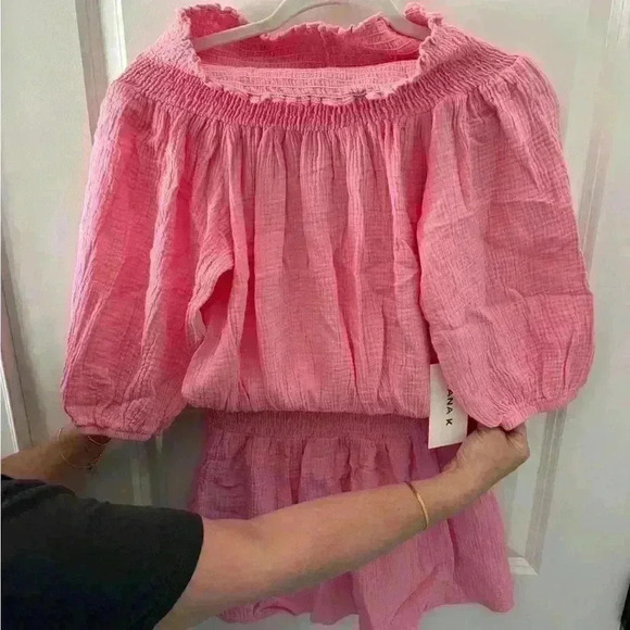 ADORABLE YanaK Magnolia Mini Dress (dbl gauze)~light pink~ large~ NWT! - Picture 4 of 5